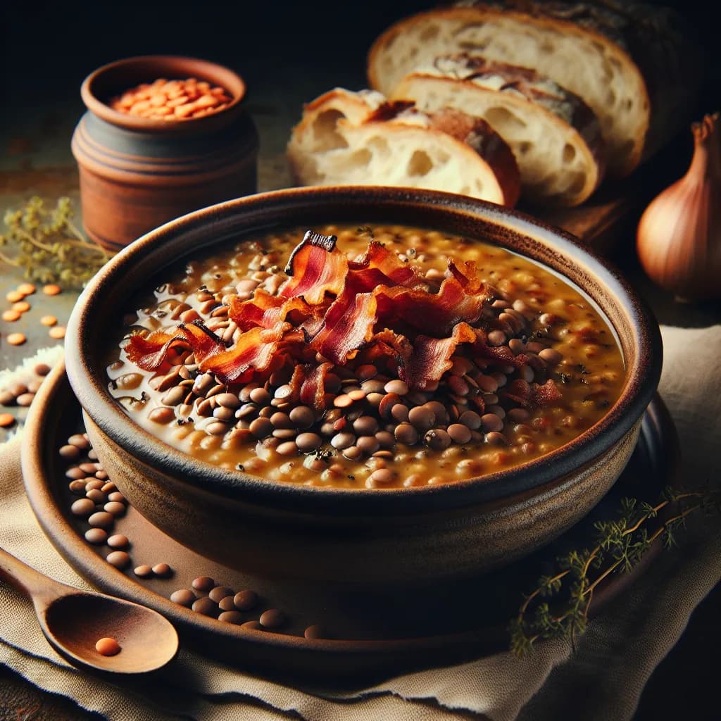Linsensuppe mit Speck