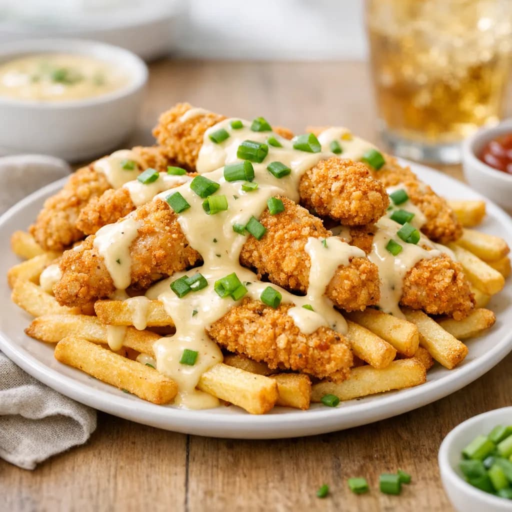 Loaded Chicken Tenders with Queso and Green Onions