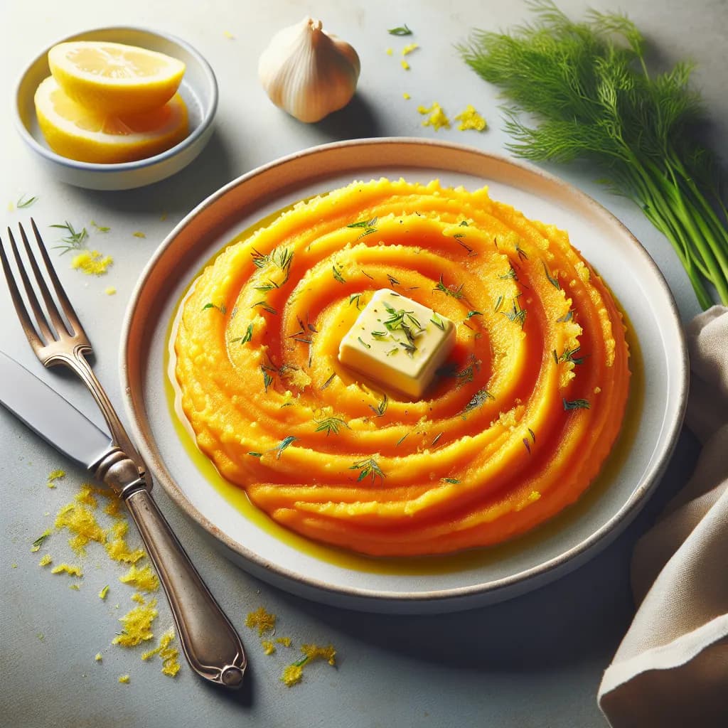Möhren-Kartoffel-Püree mit Zitronenschale