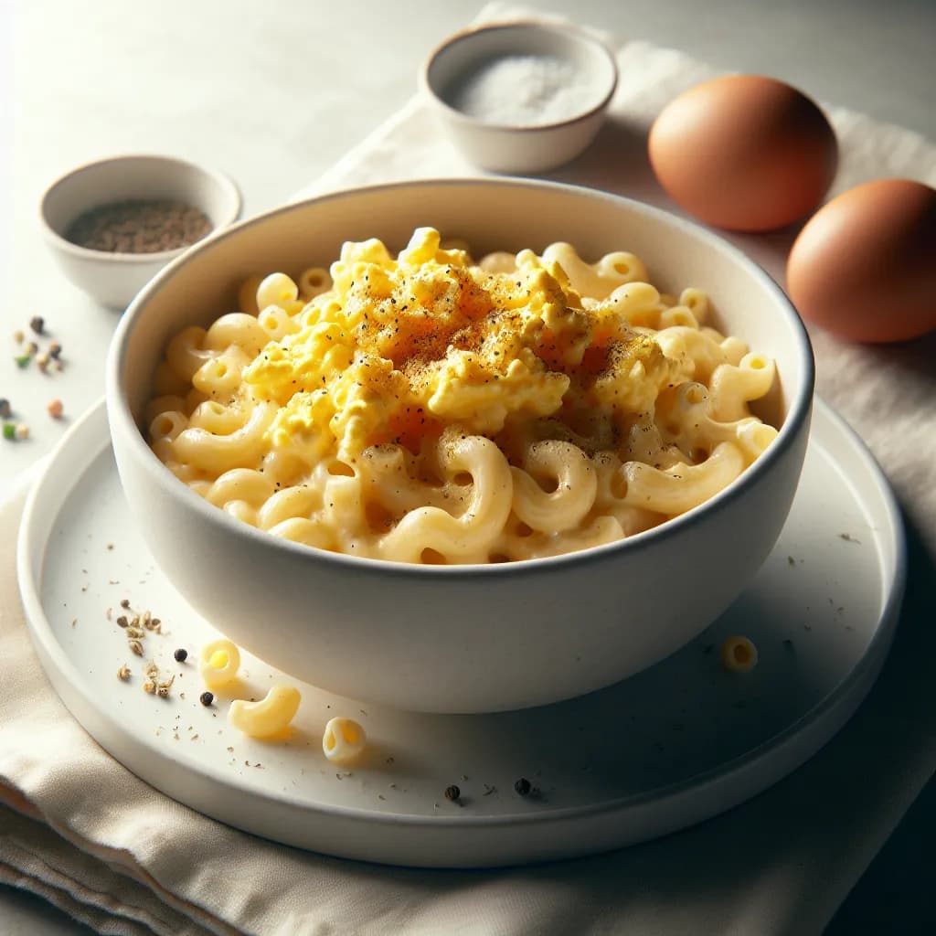 Macaroni au Fromage et Œufs Brouillés