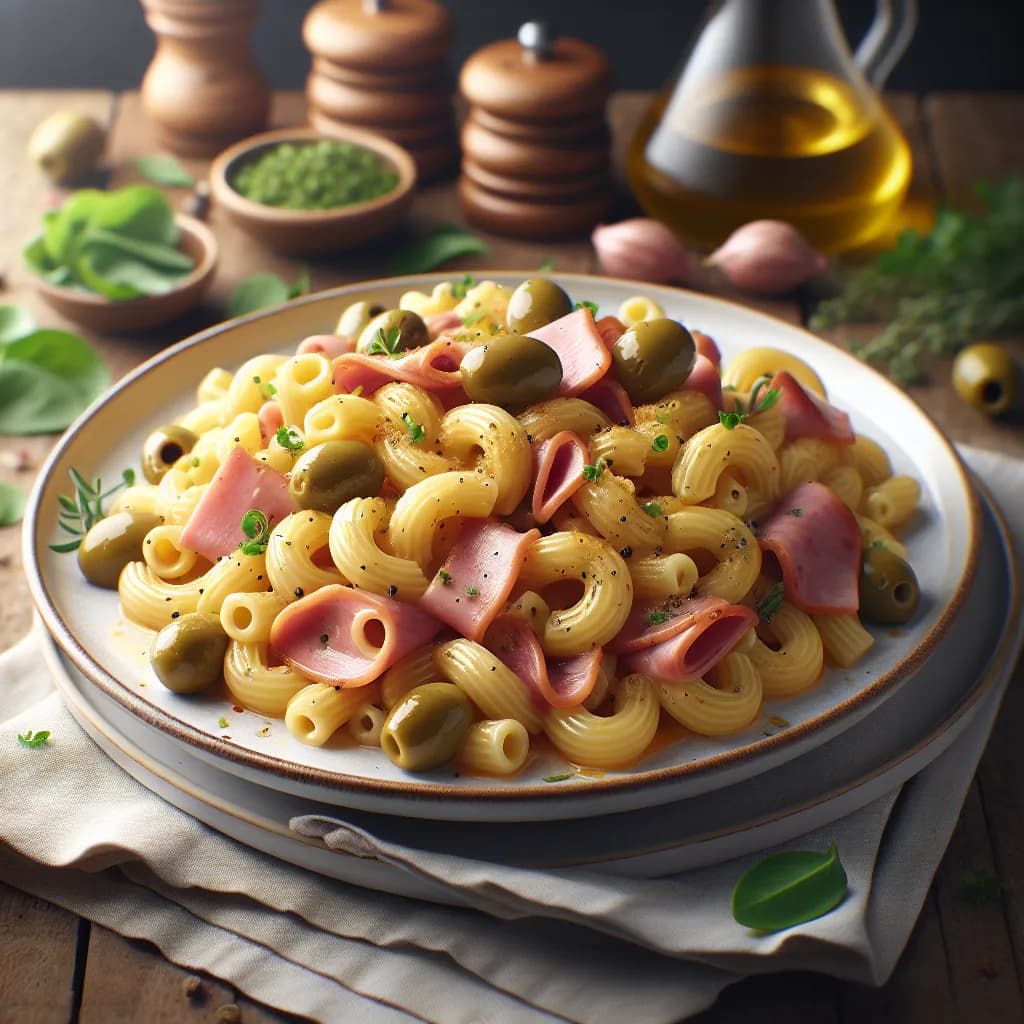 Macaroni au Jambon et Olives