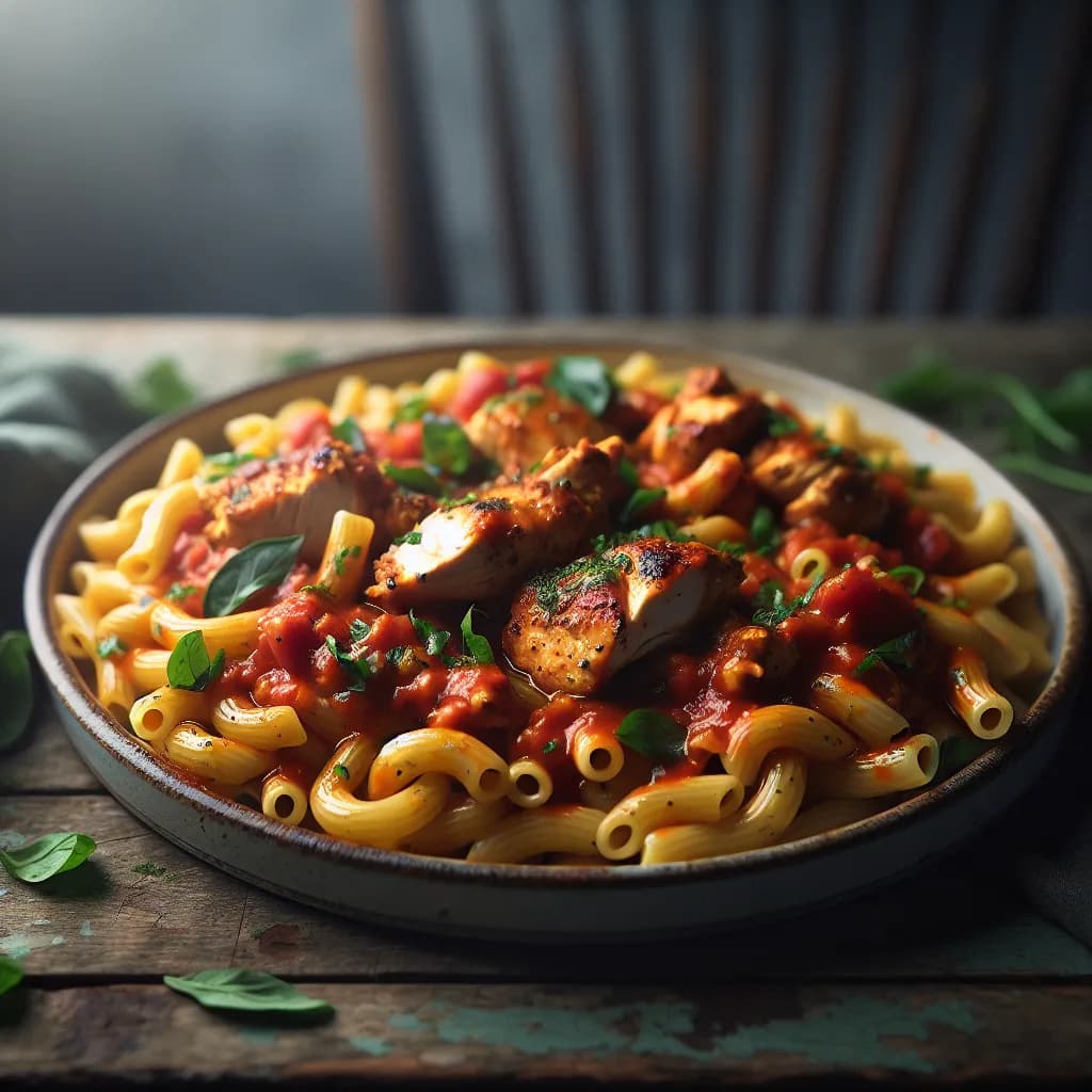 Macarrones con Pollo y Salsa de Tomate