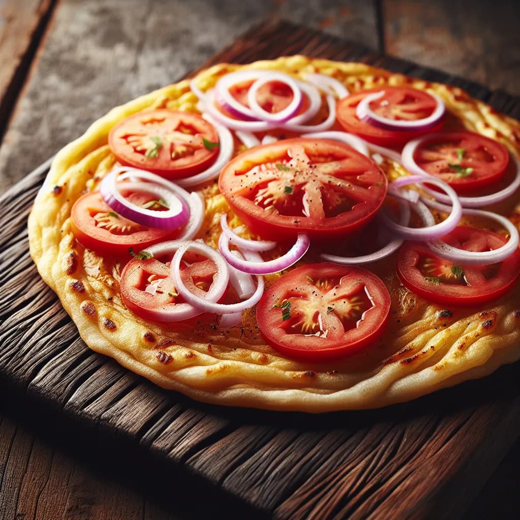 Maize Flour Flatbread with Tomato and Onion