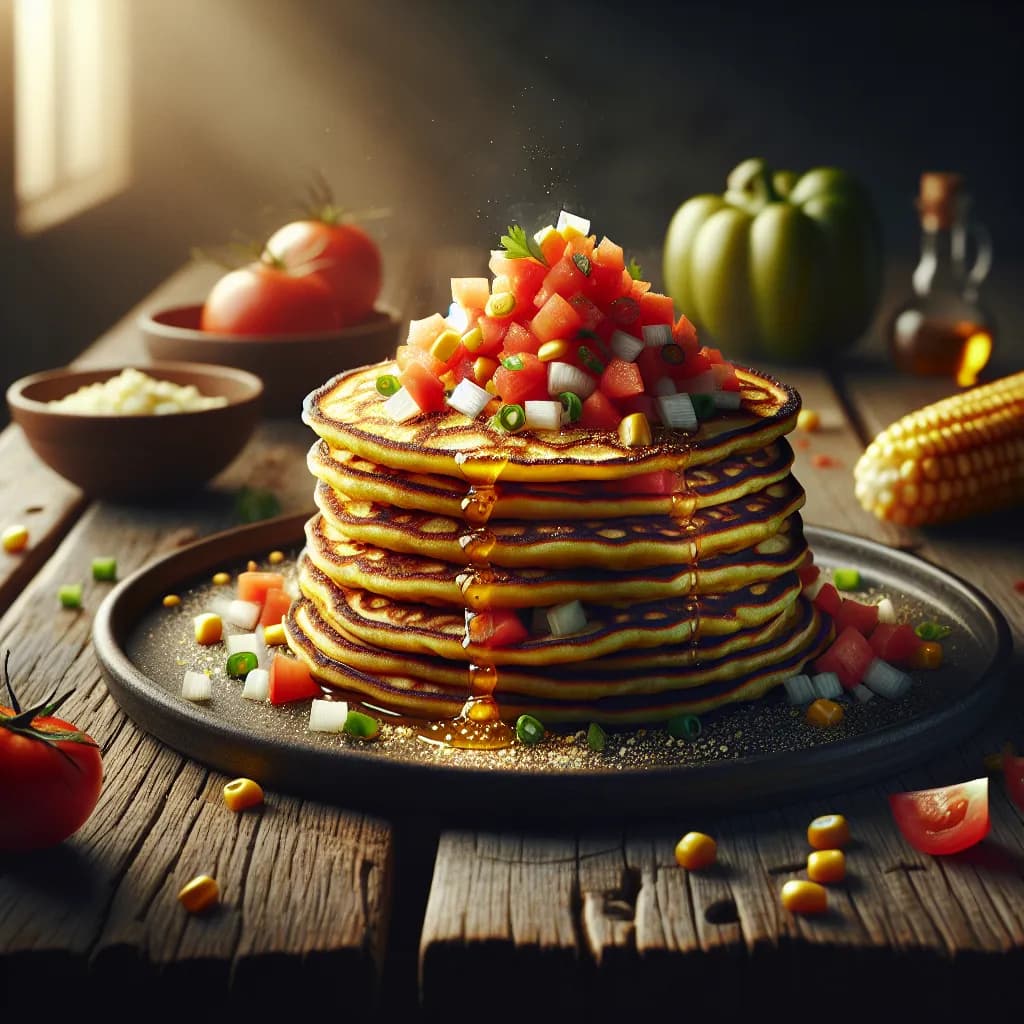 Maize Flour Pancakes with Tomato and Onion
