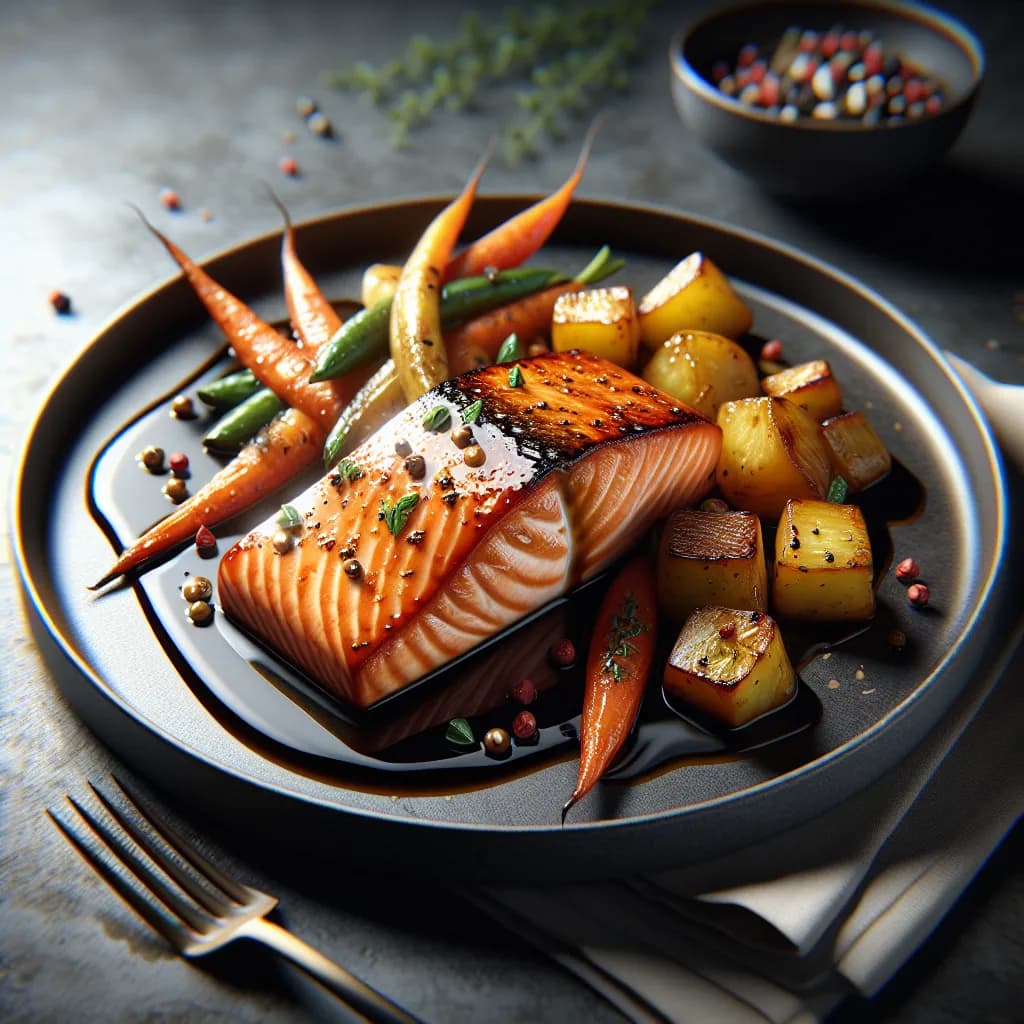 Maple Glazed Salmon with Roasted Vegetables