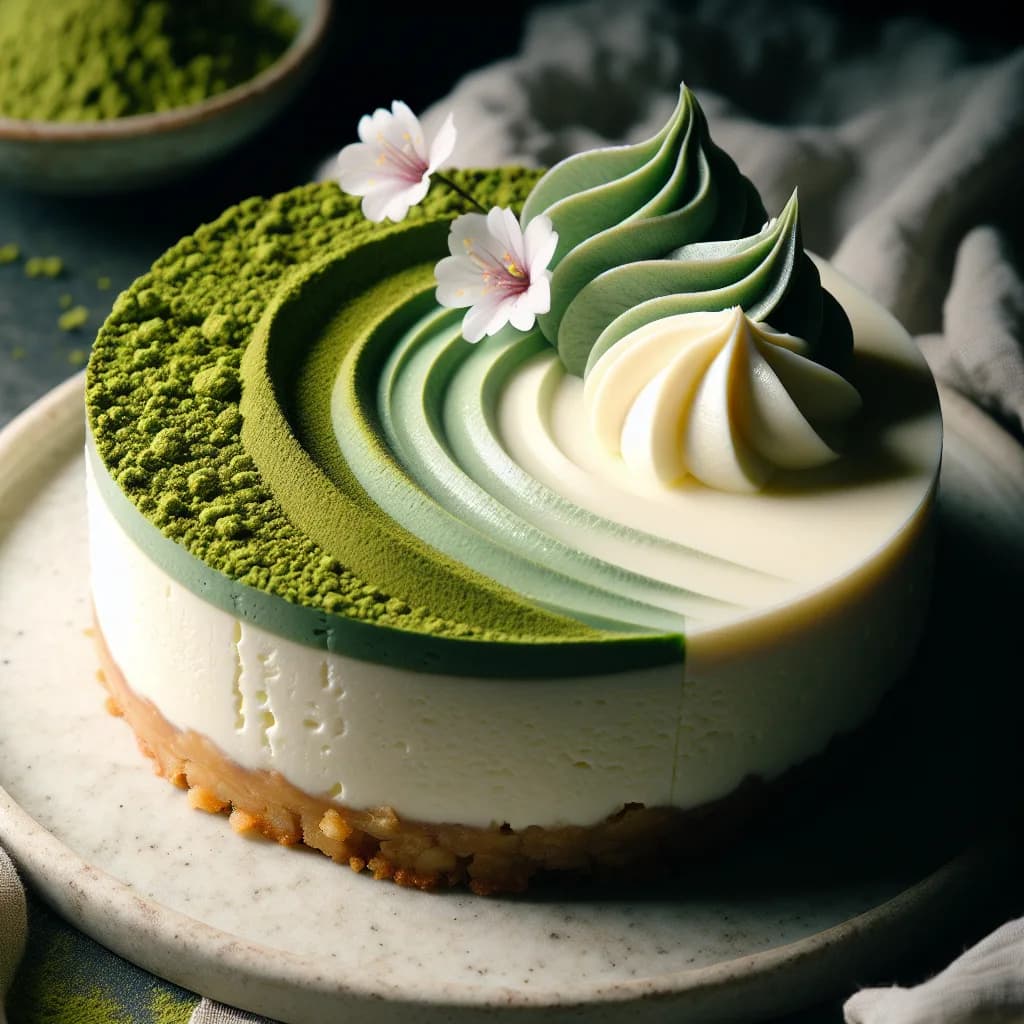 Matcha-Vanille-Käsekuchen