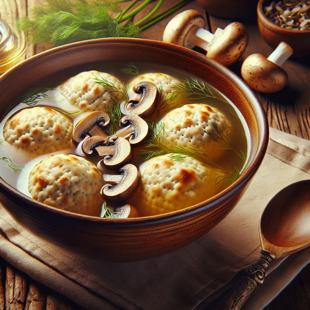 Matza Ball and Mushroom Soup