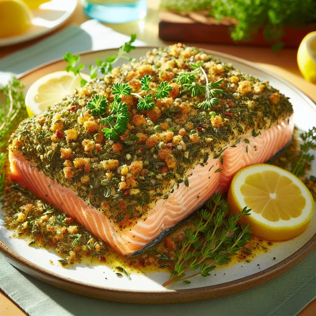 May Herb-Crusted Salmon