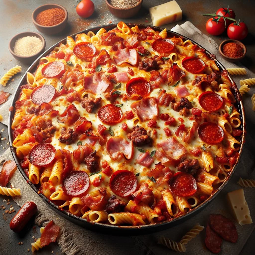 Meat Lover's Pizza Pasta Casserole