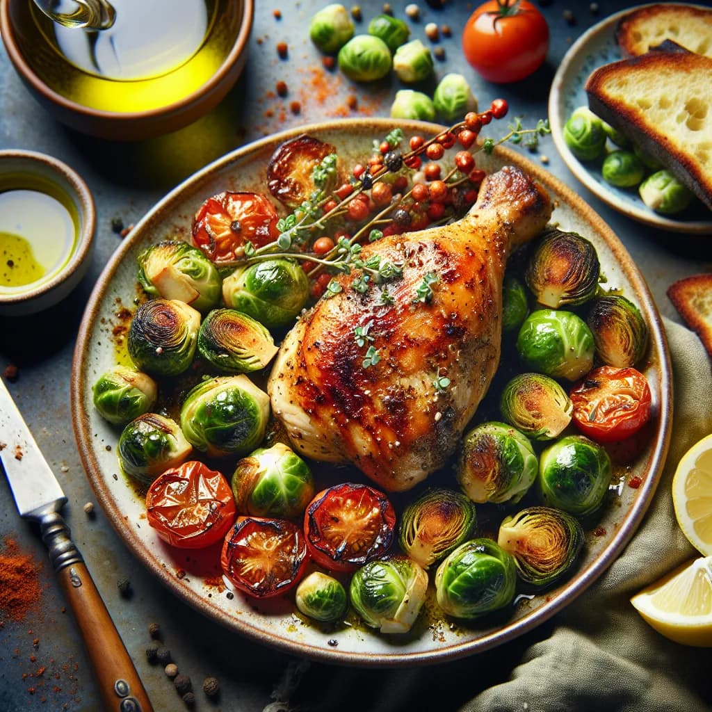 Mediterranean Brussels Sprouts and Chicken