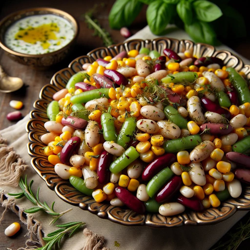 Mediterranean Corn and Bean Salad with Italian Herb Dressing