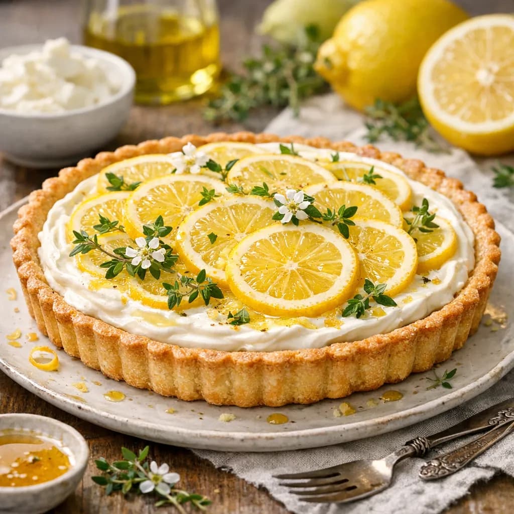 Mediterranean Lemon Thyme Mascarpone Tart