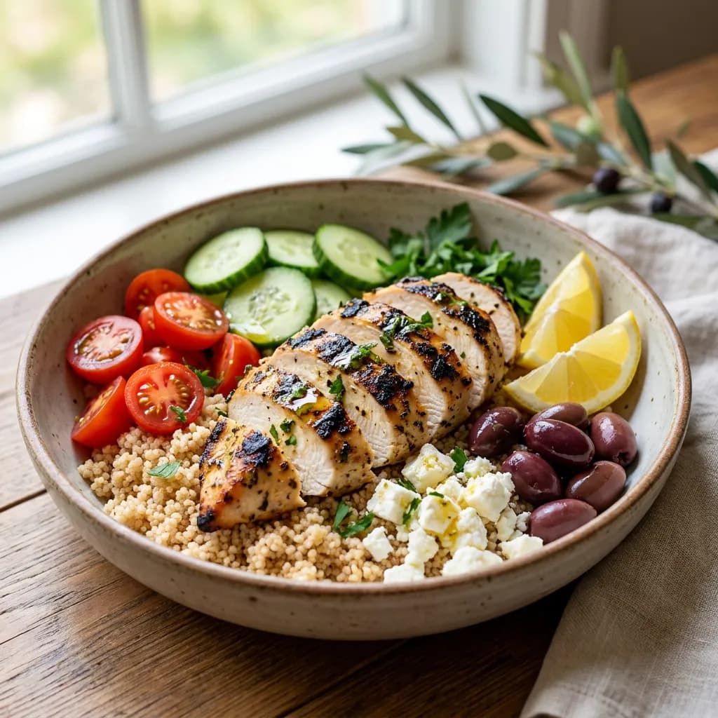 Mediterranean Lemon-Herb Chicken Couscous Bowls