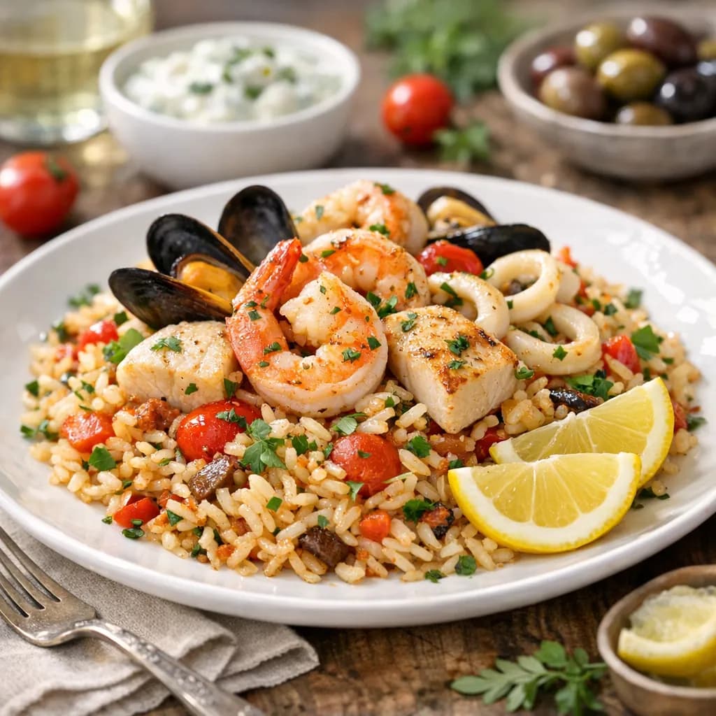 Mediterranean Seafood Pilaf