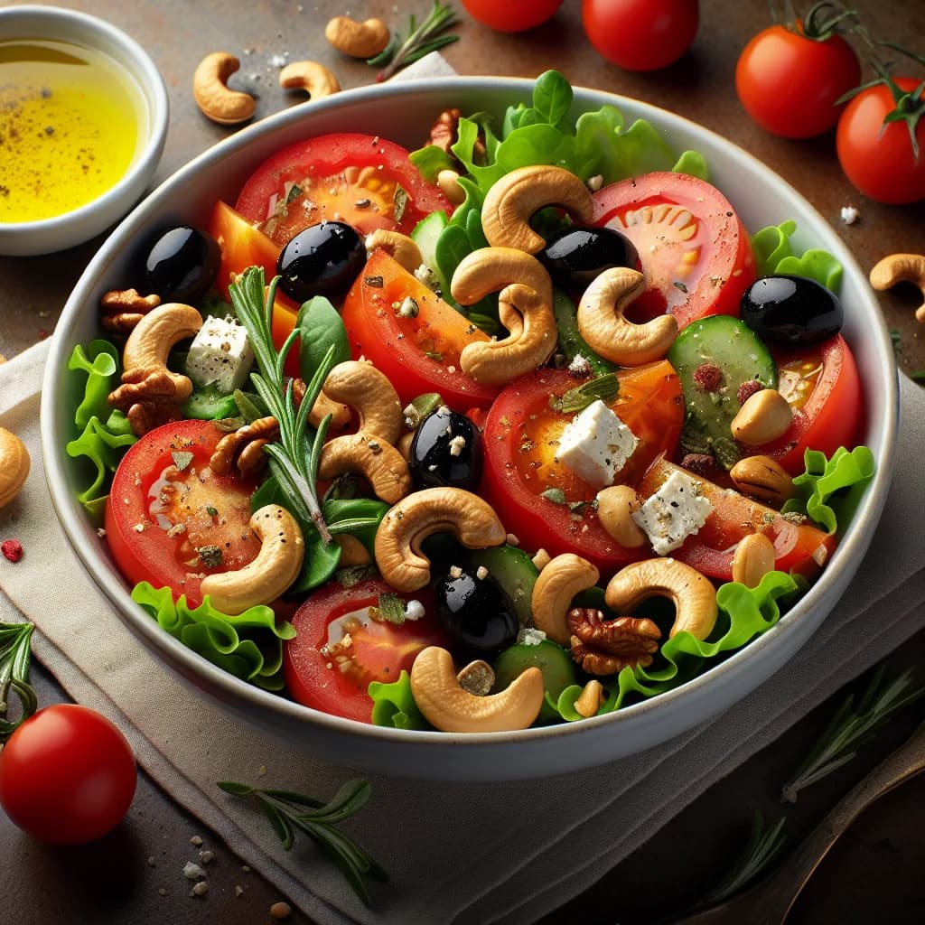 Mediterraner Cashew-Tomaten-Salat