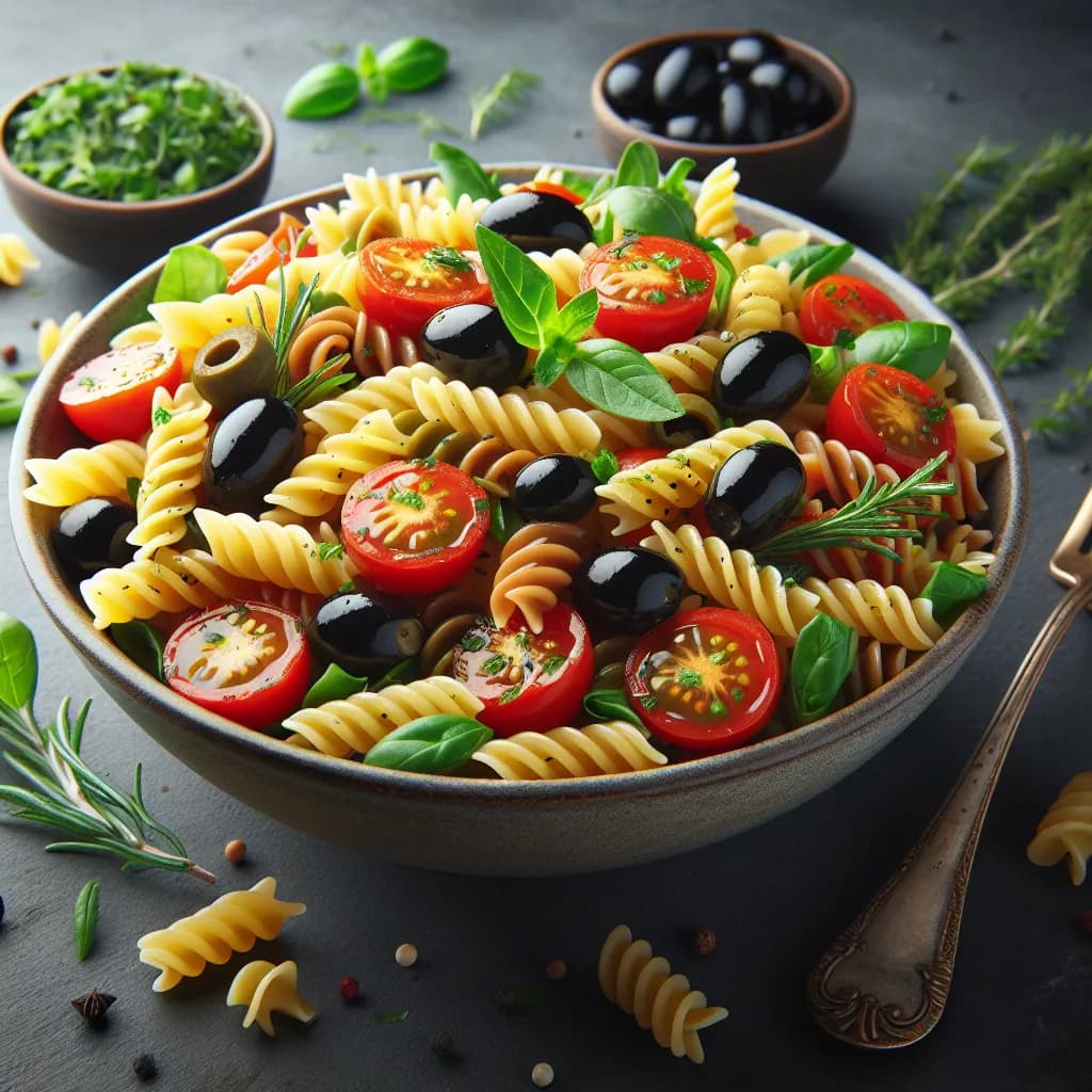 Mediterraner Nudelsalat mit Oliven