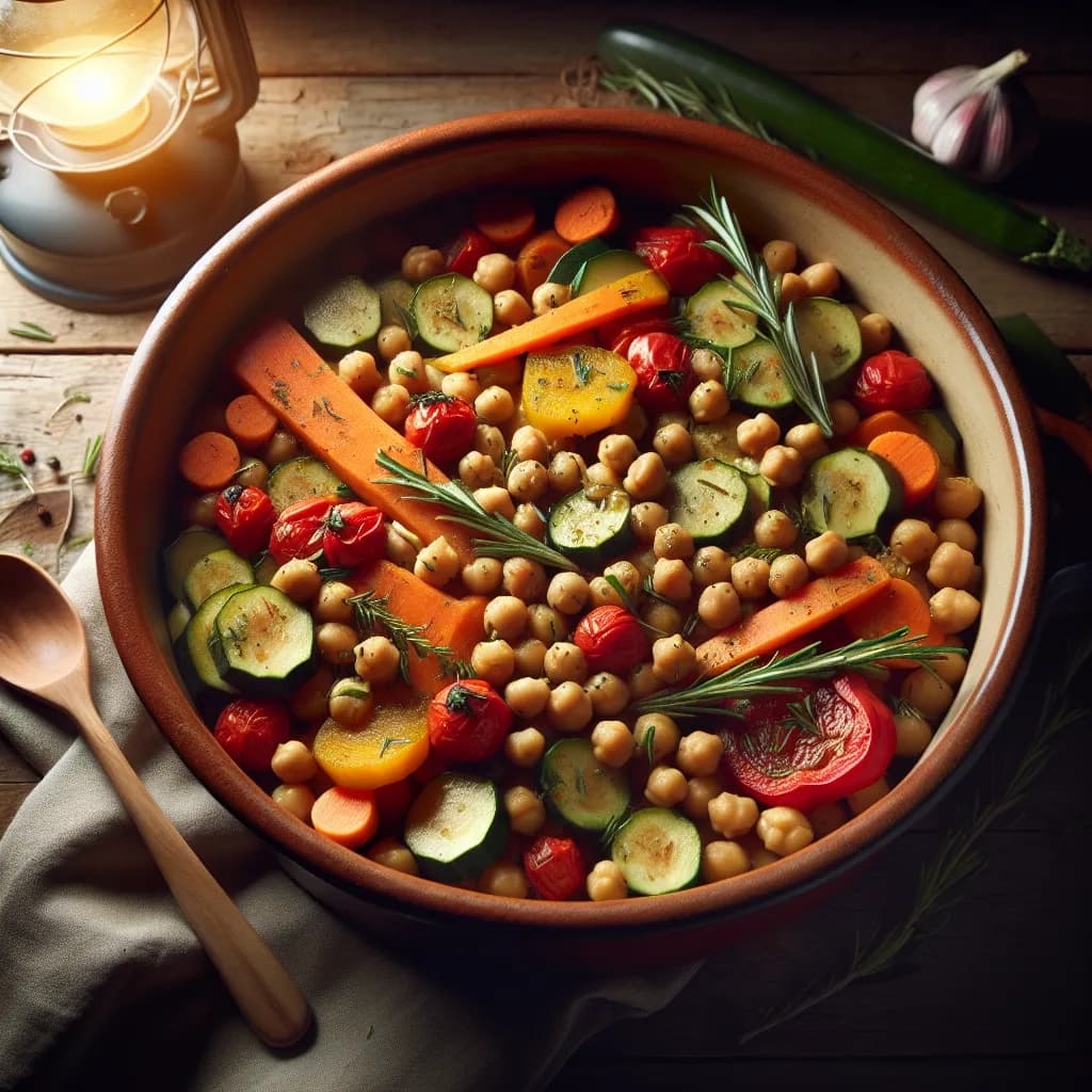 Mediterraner Onepot mit Kichererbsen und Gemüse