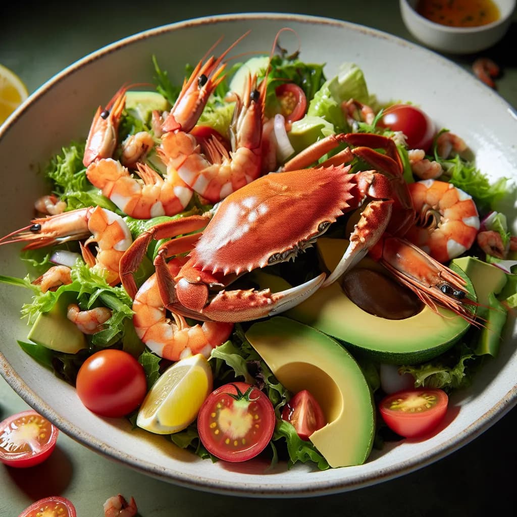 Meeresfrüchte-Salat mit Krabben und Garnelen