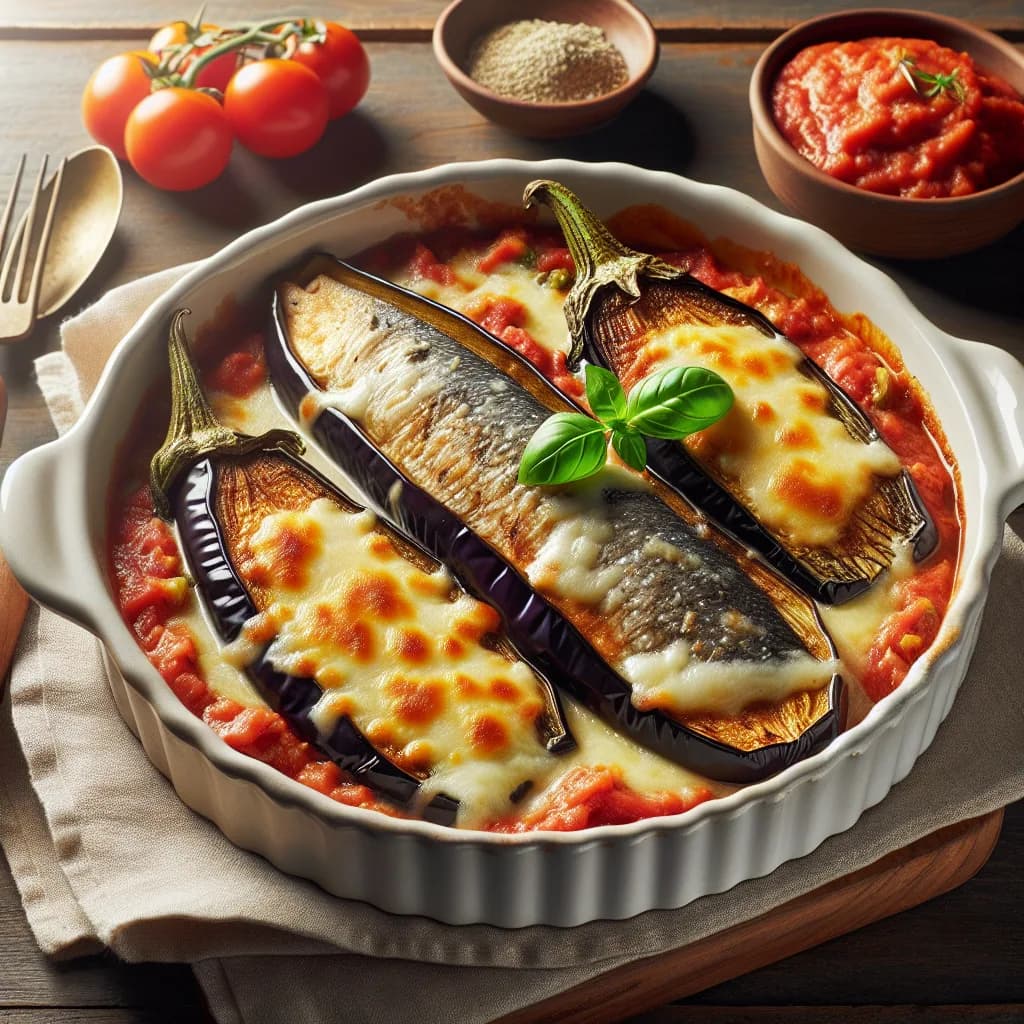 Melanzane al forno con pesce