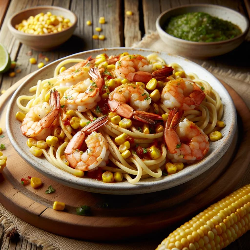 Mexican Shrimp and Corn Pasta