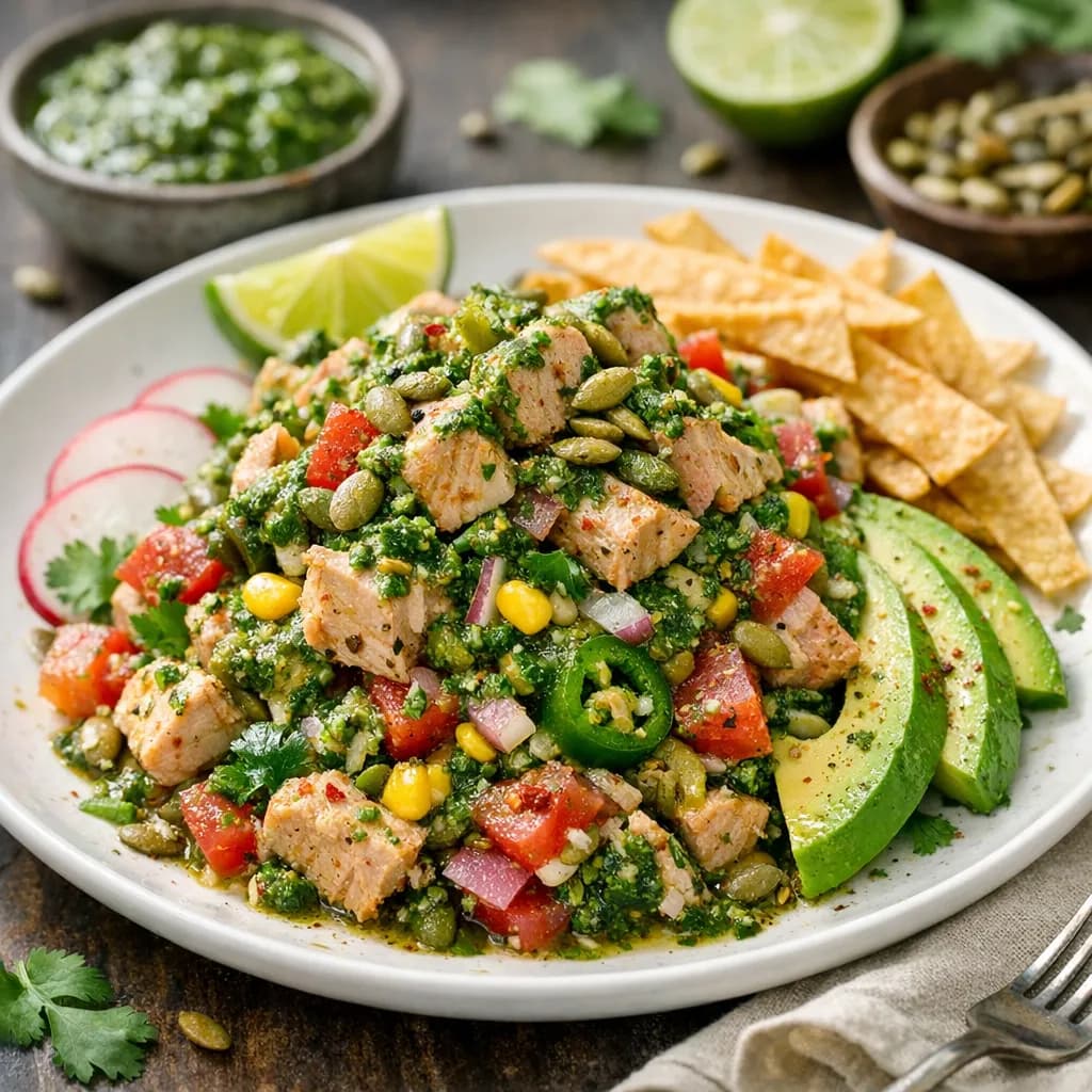 Mexican Spicy Tuna Salad with Cilantro-Pepita Pesto