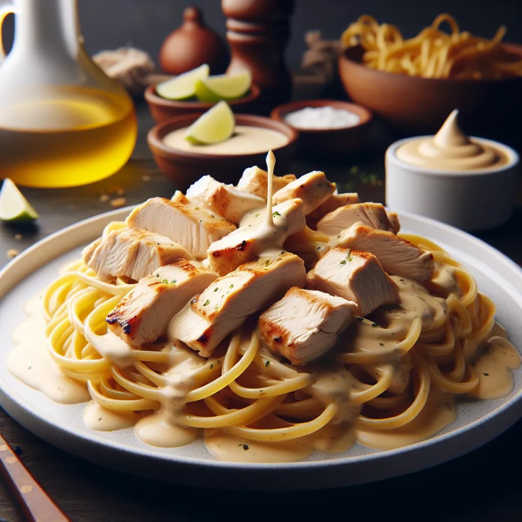 Mexican Style Chicken Alfredo Noodles