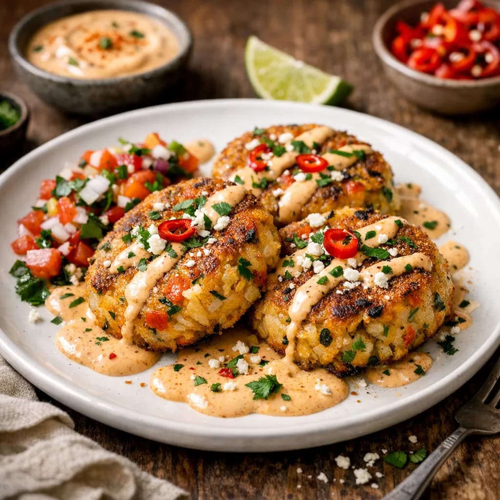 Mexican Style Crab Cakes with Chipotle-Lime Crema