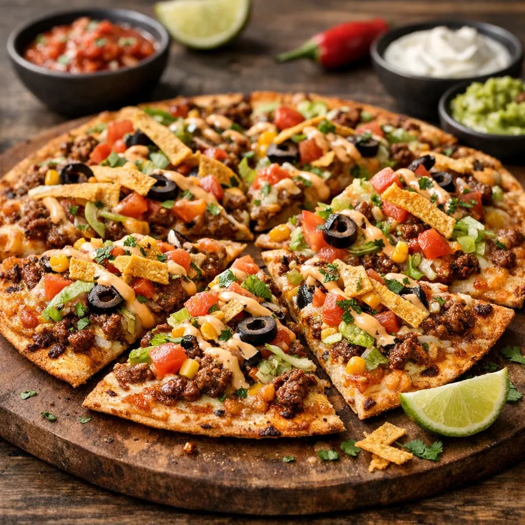 Mexican Style Extra Crispy Thin Crust Taco Pizza