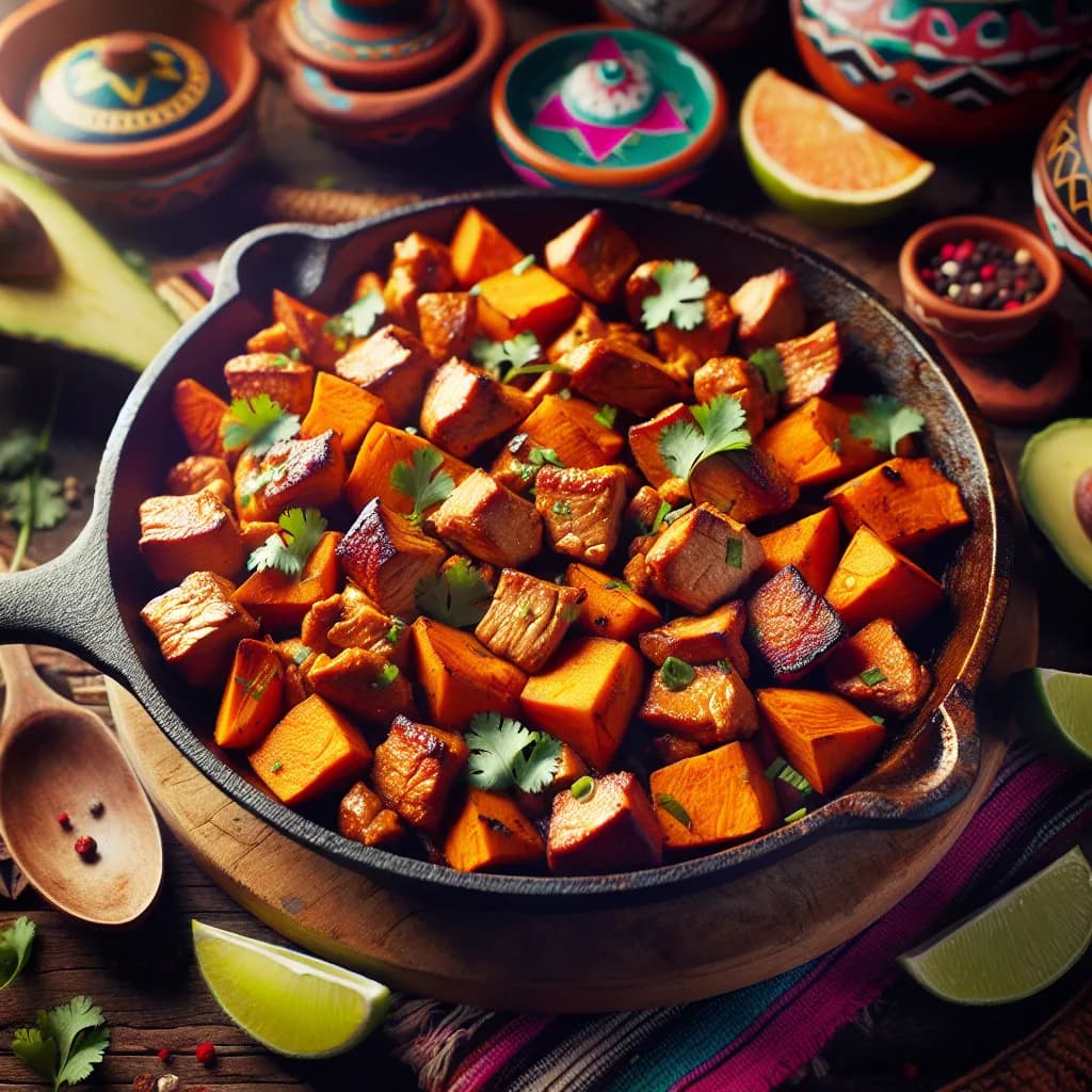 Mexican Style Pork and Sweet Potato Skillet