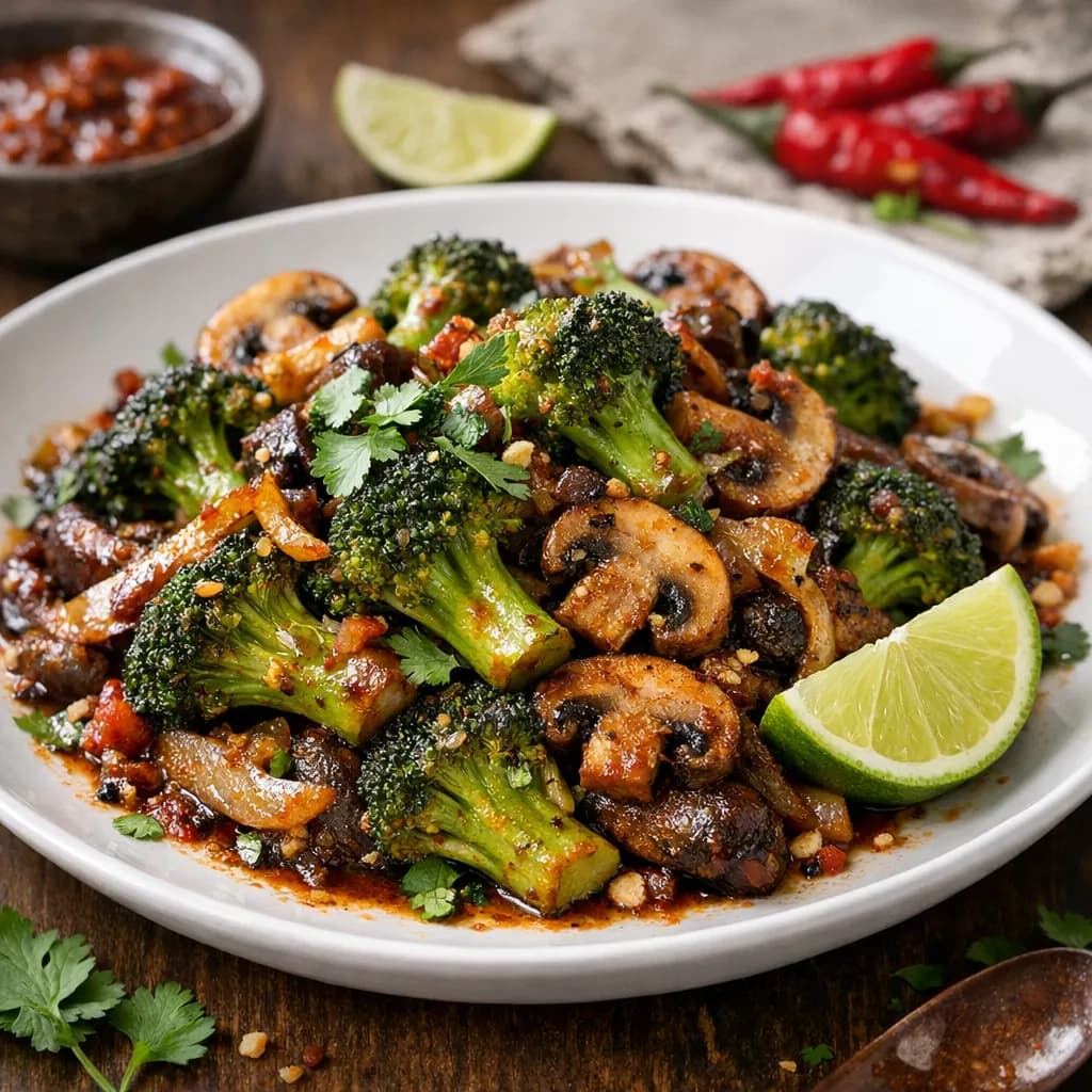 Mexican-Style Broccoli and Mushroom Sauté with Chipotle and Lime