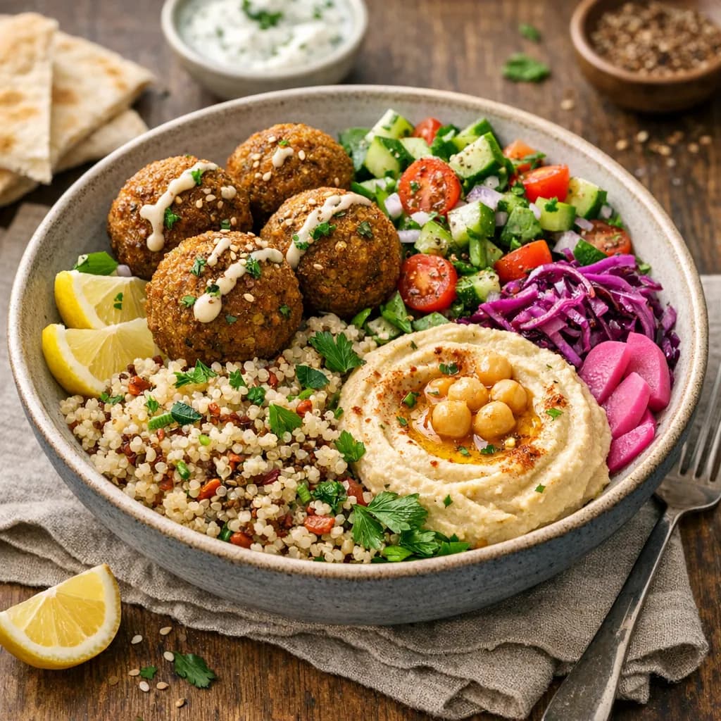 Middle Eastern Falafel Quinoa Bowl