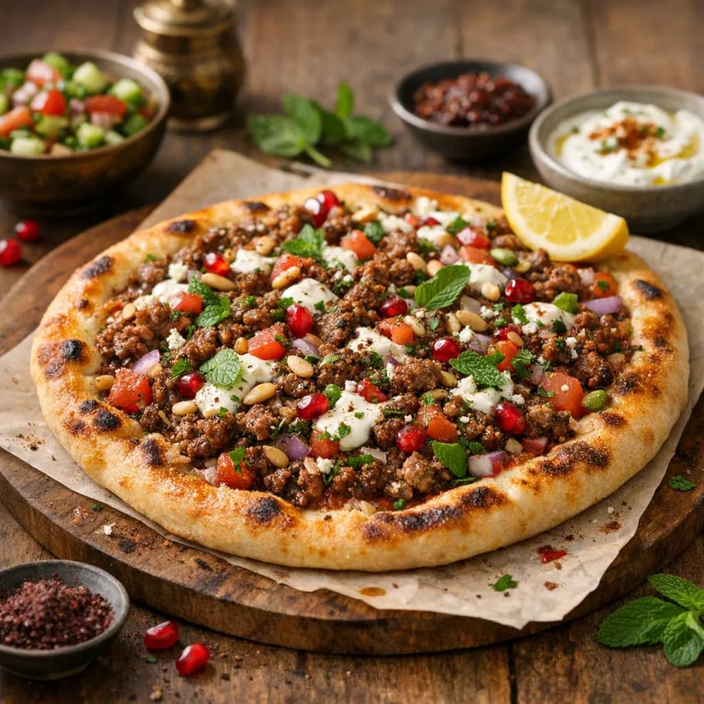 Middle Eastern Lamb Pizza