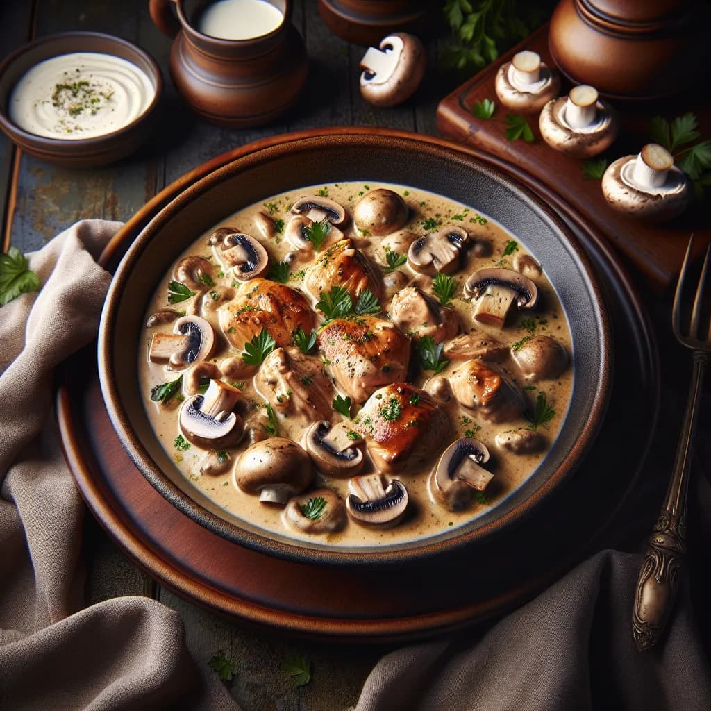 Mijoté de Poulet aux Champignons