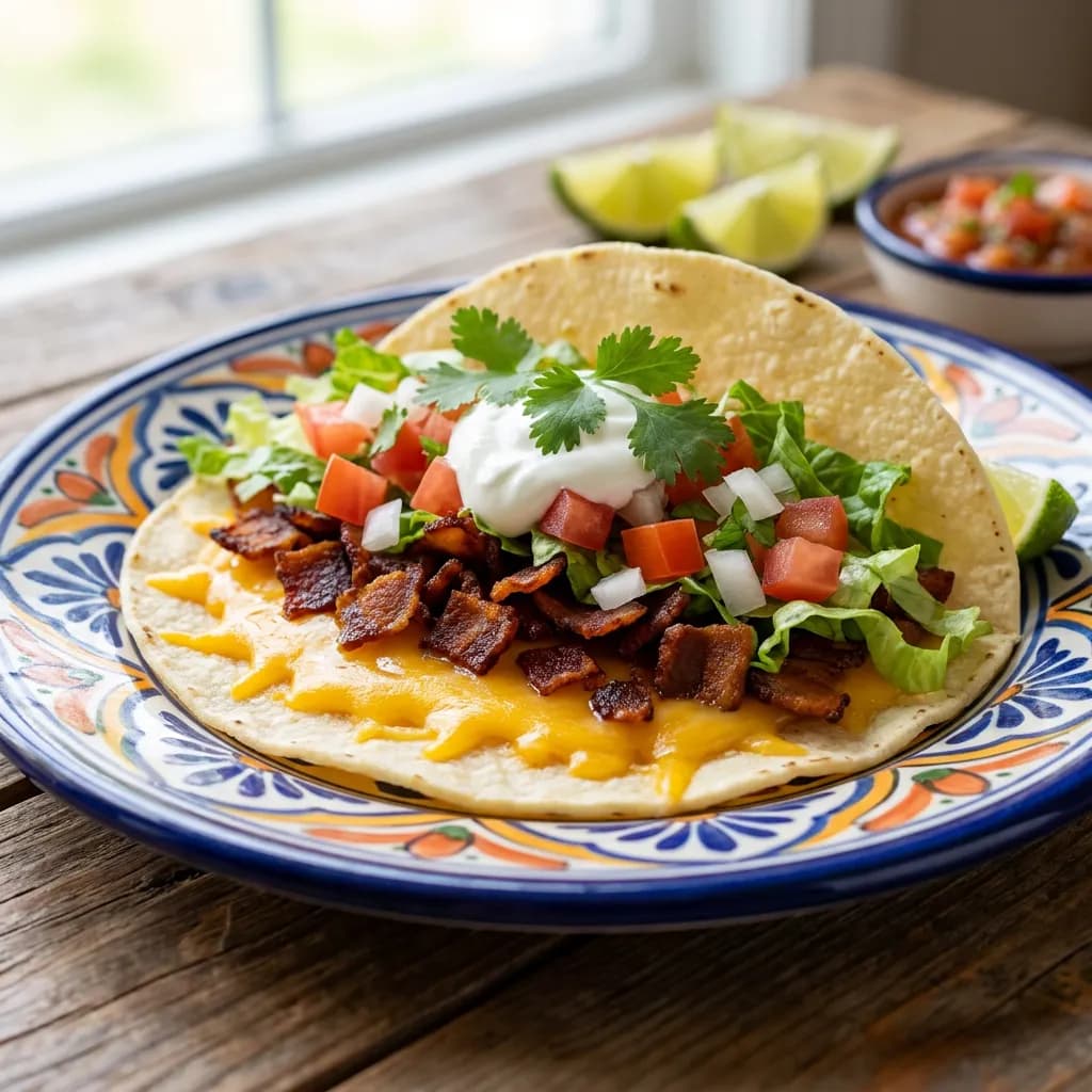 Mild Vegetarian Bacon and Cheese Street Taco