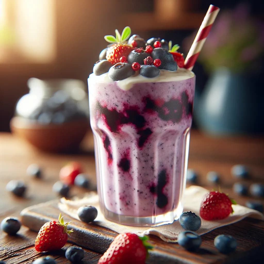 Milkshake ai Mirtilli e Fragoline di Bosco con Gelato alla Vaniglia