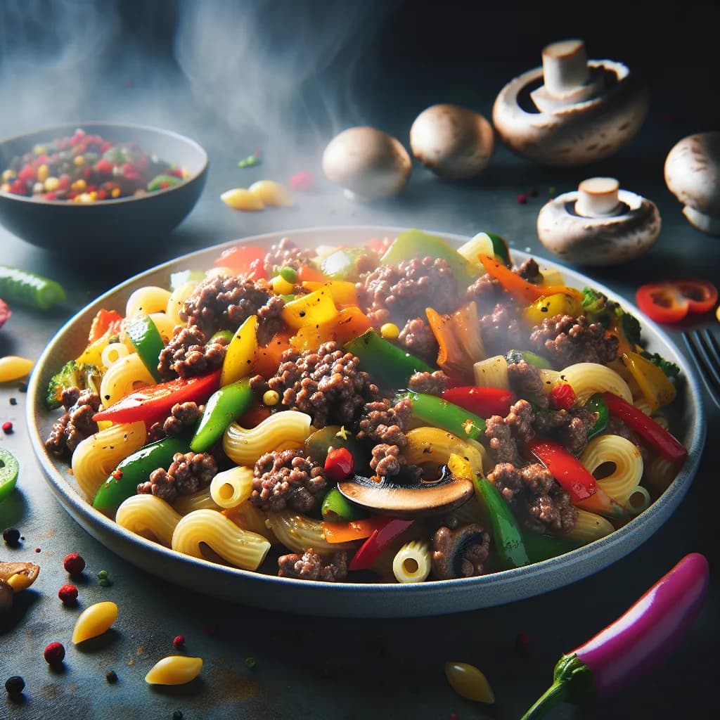Mince and Macaroni Stir Fry