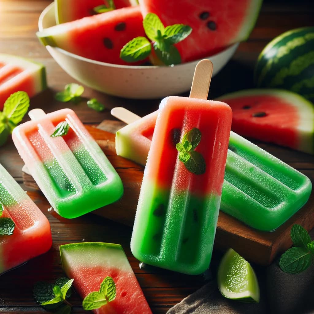 Mint and Watermelon Popsicles