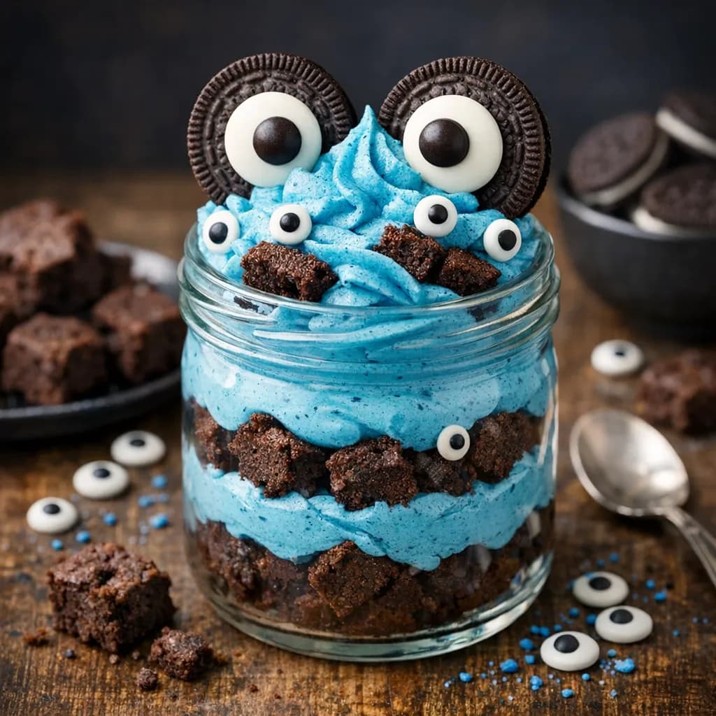 Monster Eye Blue Spirulina Jar Cake