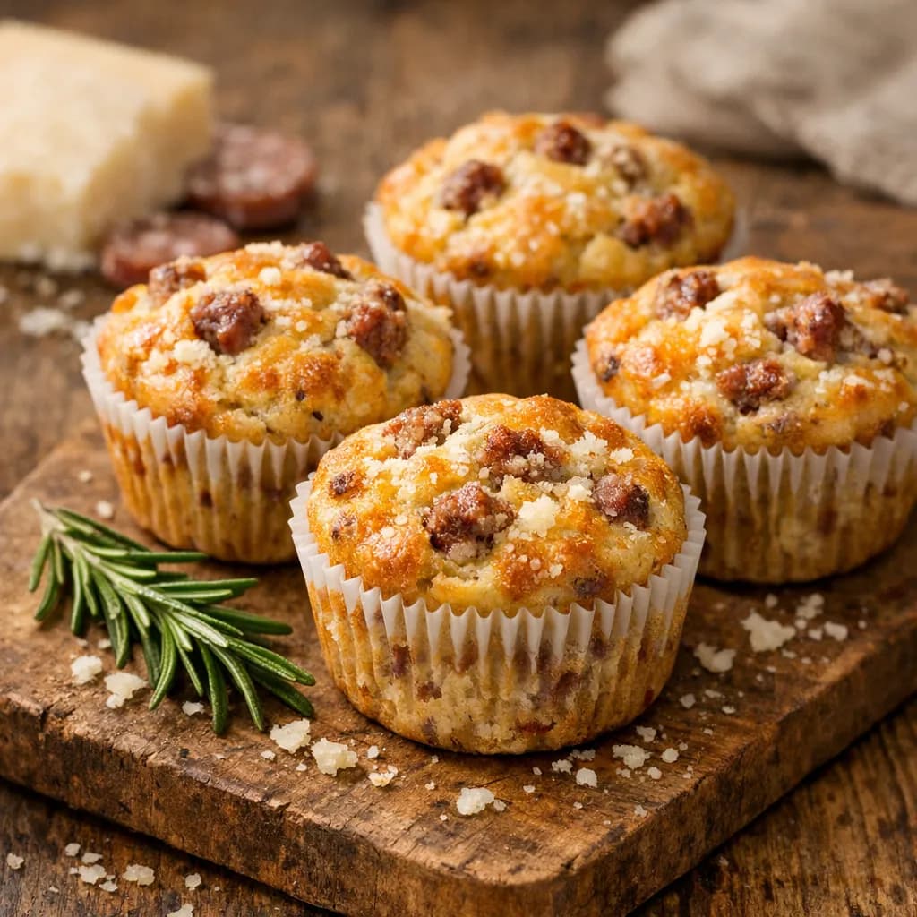 Muffin Salati di Albumi, Parmigiano e Salsiccia