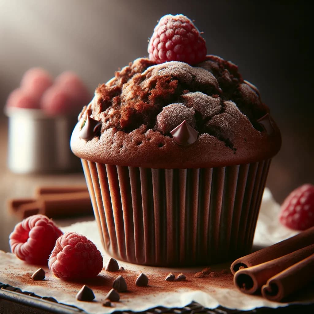 Muffin al Cacao, Cannella e Lamponi