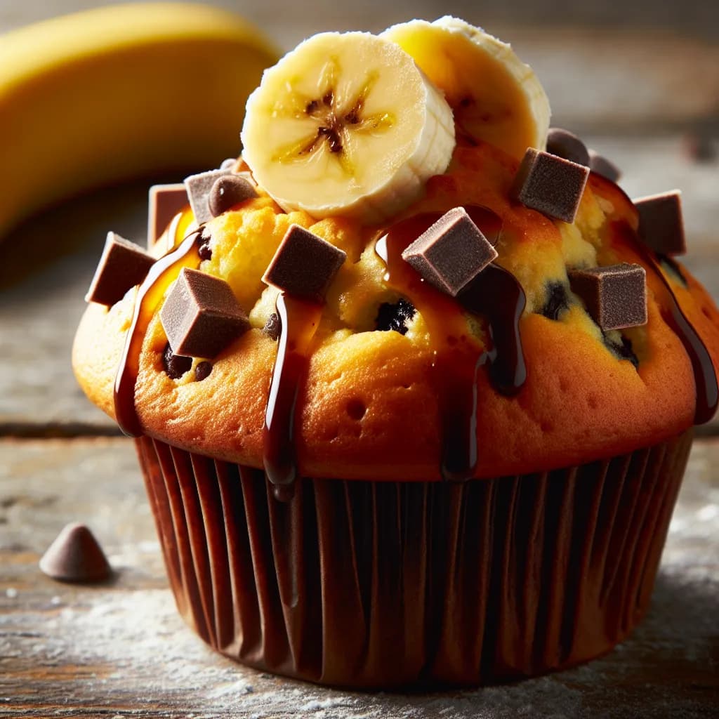 Muffin alla banana e gocce di cioccolato