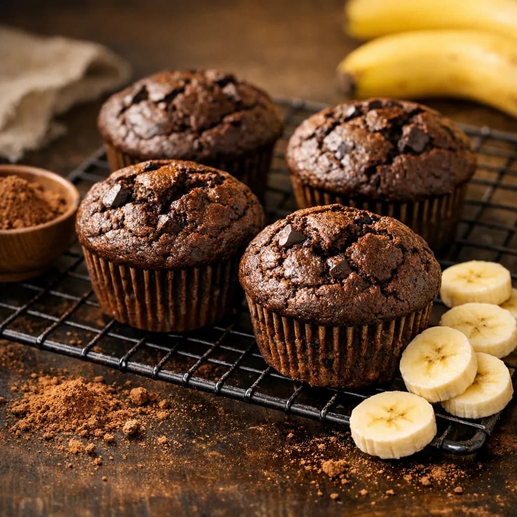 Muffins banane-cacao sans beurre