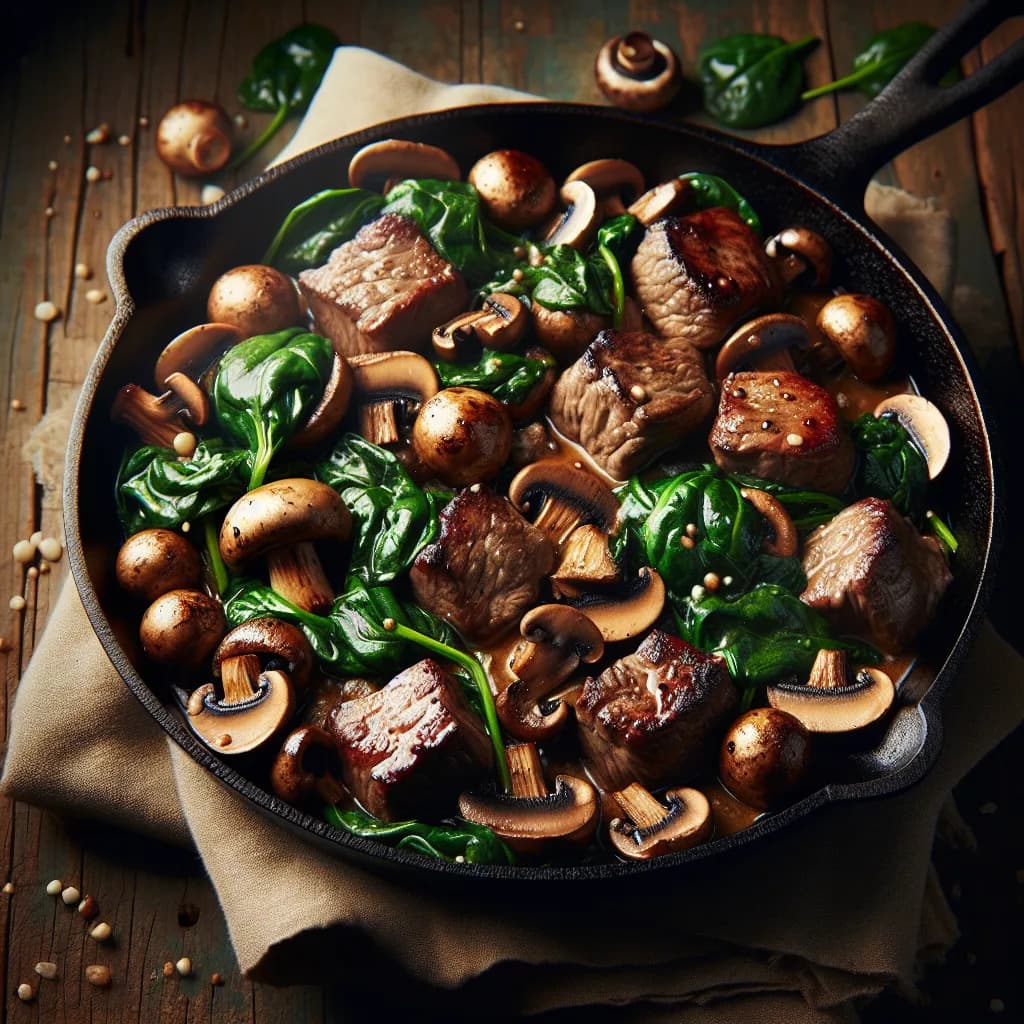 Mushroom Spinach Beef Skillet