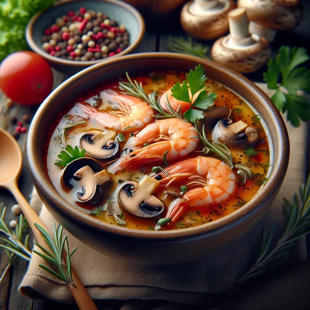 Mushroom and Seafood Soup