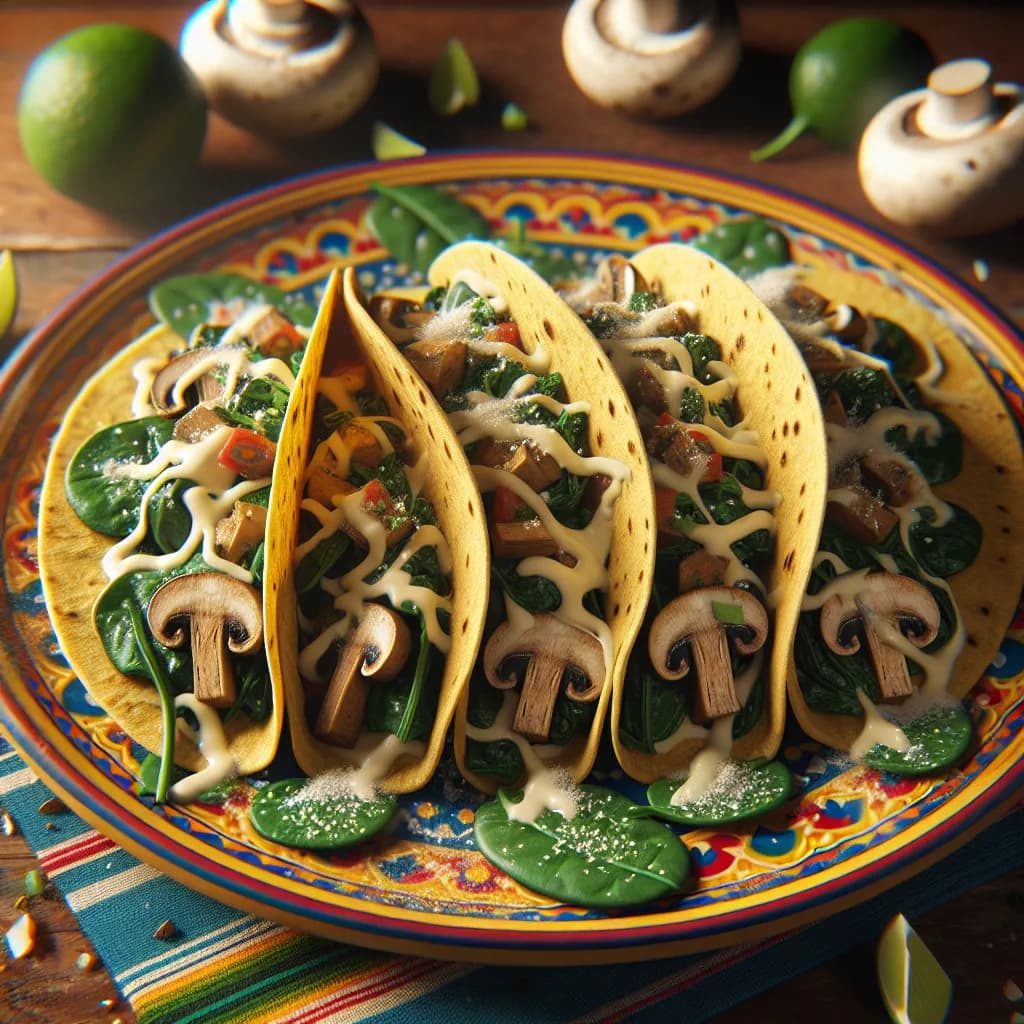 Mushroom and Spinach Tacos