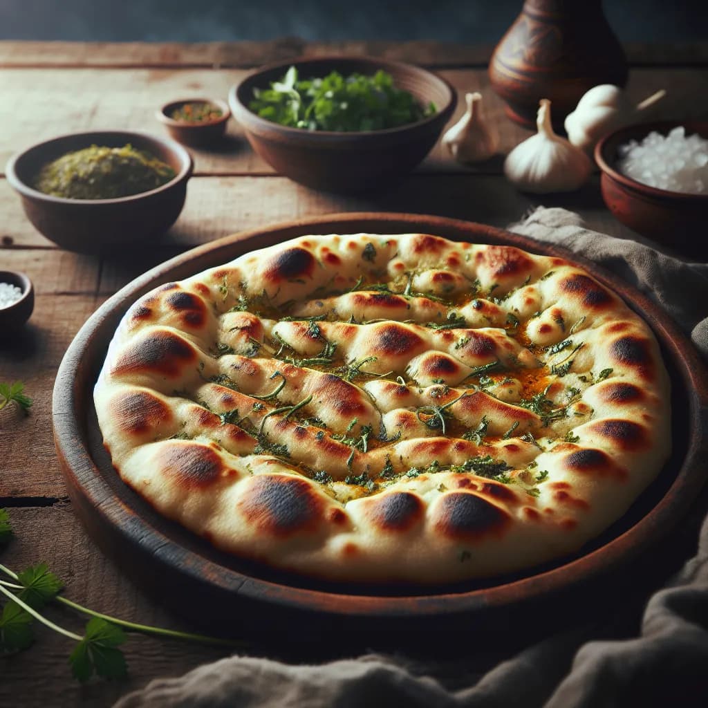 Naan Brot mit Kräutern