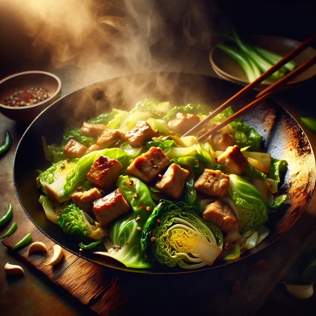 Napa Cabbage and Pork Stir-Fry