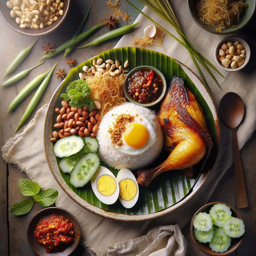 Nasi Lemak with Grilled Chicken