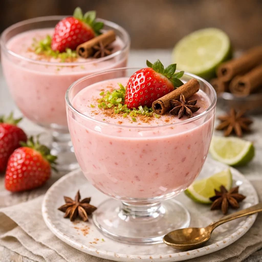 Natilla de Fresas con Especias y Toque de Lima