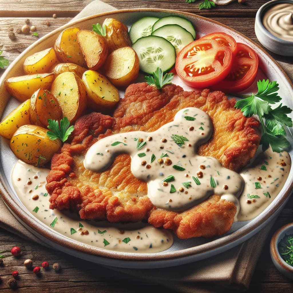 Naturschnitzel mit Rahmsauce